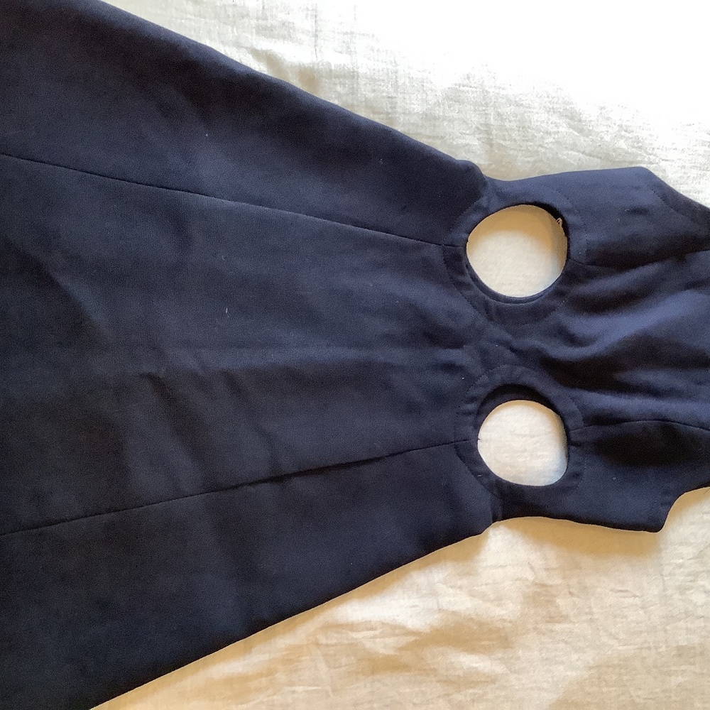 Iconic Jean Patou dress 1969 pristine NWT navy peekaboo size 8